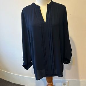 41 Hawthorn EUC Semi sheer navy V-neck blouse